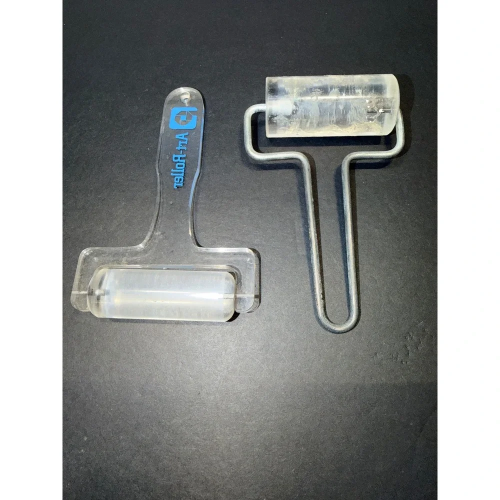 Art-Roller Acrylic Brayer and Metal Wire Handle Craft Roller Set 2pc Clear